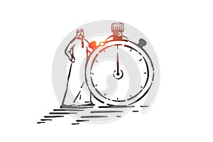 Time management, organization concept sketch. Hand drawn isolated vector