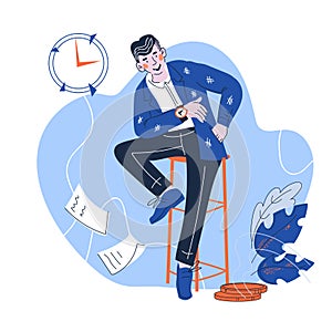 Time management and organization of work, career planning. Vector illustration