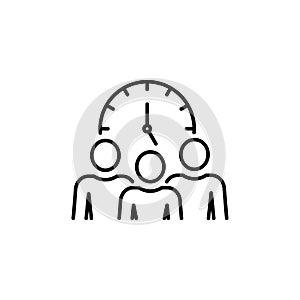 Time Management Outline Icon. Efficiency Team Work Process Schedule Clock Optimization Line Icon. Productivity, Control