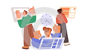 Time management and planning concept. Business team work under project with deadline. Teamwork process, connection