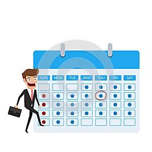 Time management and planning concept. Businessman with circle mark planning and scheduling on calendar.