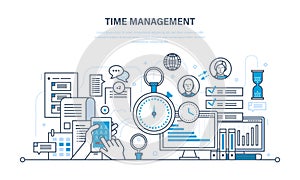 Time management, planning, organization of working , work process control.