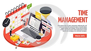 Time Management Planning Schedule Isometric Banner