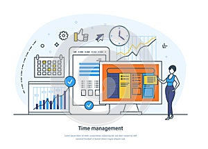 Time management process of organising, planning and controling workflow