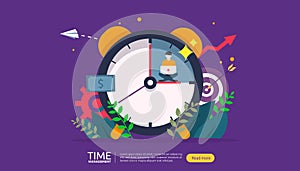 time management and procrastination concept. planning and strategy for business solutions with clock, calendar and tiny people