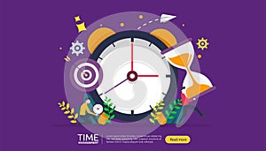 time management and procrastination concept. planning and strategy for business solutions with clock, calendar and tiny people