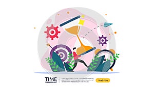 time management and procrastination concept. planning and strategy for business solutions with clock, calendar and tiny people