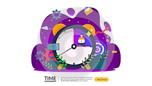 time management and procrastination concept. planning and strategy for business solutions with clock, calendar and tiny people