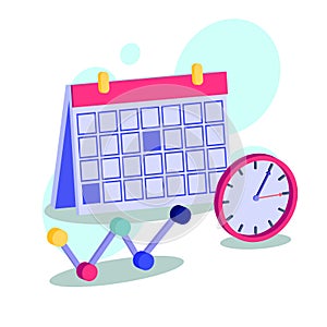 Time Management and Productivity Concept with Calendar and Clock
