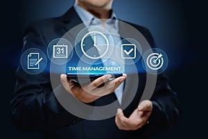 Time management project efficiency strategy goals business technology internet concept