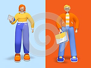 Time management and responsibility - realistic colorful 3d illustration