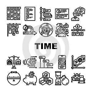 time management schedule task icons set vector