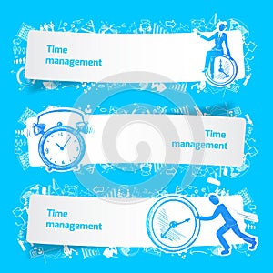 Time management set banners sketch