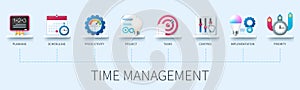 Time management vector infographics in 3d style