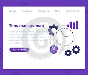 Time management, website vector template