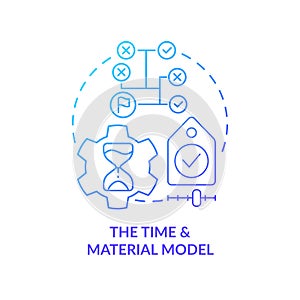 Time and material model blue gradient concept icon