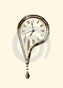 The time melting. Surreal style. Sepia effect image.