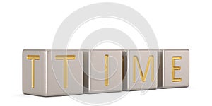Time metal block cube isolated on white background