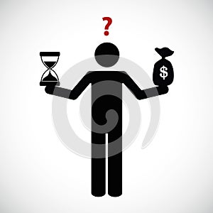 Time and money balance pictogram