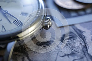 Time and Money. Blue Tone. Close up - Stock Image