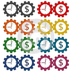 Time is money, Business gears concept icons set