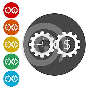 Time is money, Business gears concept icons set