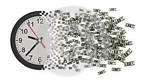 Time Is Money. Clock Falling Apart To Dollars.