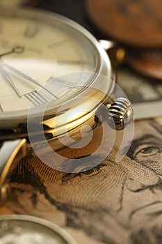 Time and Money. Clock in US dollars - Stock Image