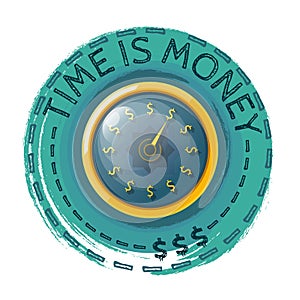 Time is money concept with a gold watch on a white background. V