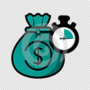 Time Is Money Concept - Vector Illustration Isolated On Transparent Background