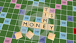 Time is Money Crossword on scrabble board