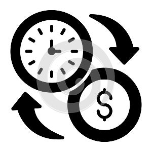 time is money, Fast money, Business investments, financial savings, Premium quality vector illustration concept. Glyph icon