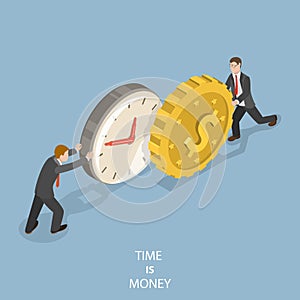 Time is money flat isometric vector concept.