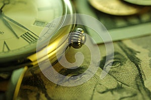 Time and Money. Green Tone. Close up - Stock Image