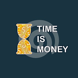 Time is money,hourglass time concept logo flat vector