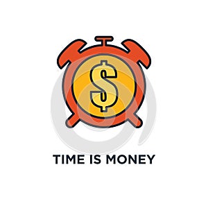 time is money icon. clock and coin, money profit and benefit concept symbol design, long term financial investment, superannuation