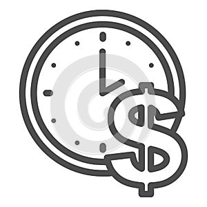 Time is money line icon. Watch, clock and dollar symbol, outline style pictogram on white background. Business or