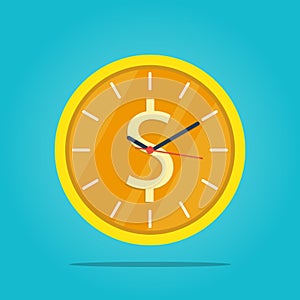 Time is money,time management business clock gold coin vector