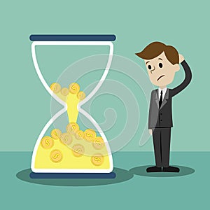 Time is money. Money in sandglass