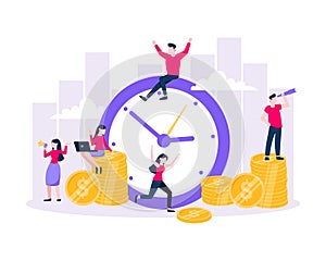 Time is money. Save time business concept flat style vector illustration