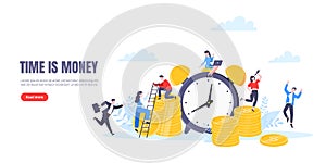 Time is money or save time business concept flat style vector illustration isolated on white background.