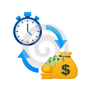 Time money saving. Financial investments. Time management, revenue increase.