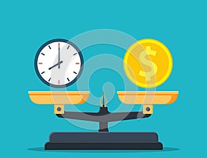 Time is money on scales icon.