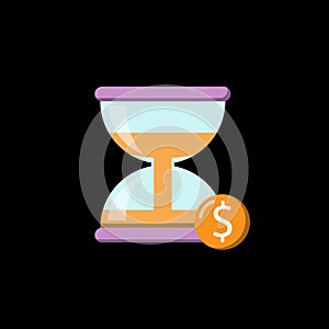 Time is money vector cartoon. Business vector icon. Financial invest fund, revenue increase, income growth, budget plan concept.