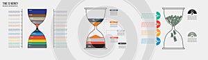 Time is money. Vector hourglass infographic template. Design business concept for presentation, graph and diagram