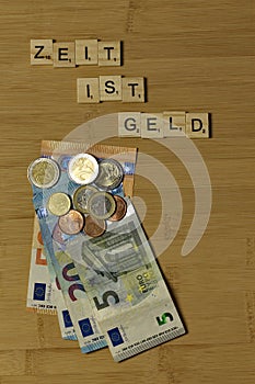 Time is money, word in german Zeit ist Geld