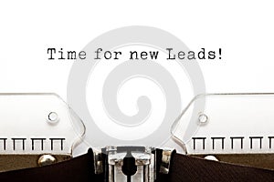 Time For New Leads Typewriter Sales Concept