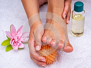 Time out for body and soul: foot reflexology massage