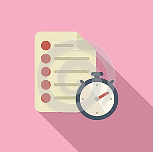 Time paper icon flat . Work control
