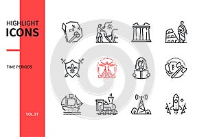 Time periods - line design style icons set